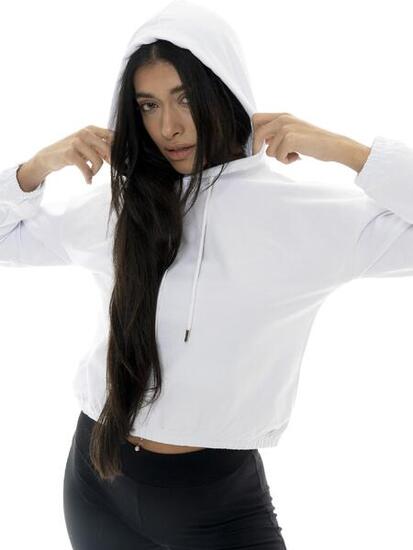 Sweat-shirt court court à capuche femme Leone Basic