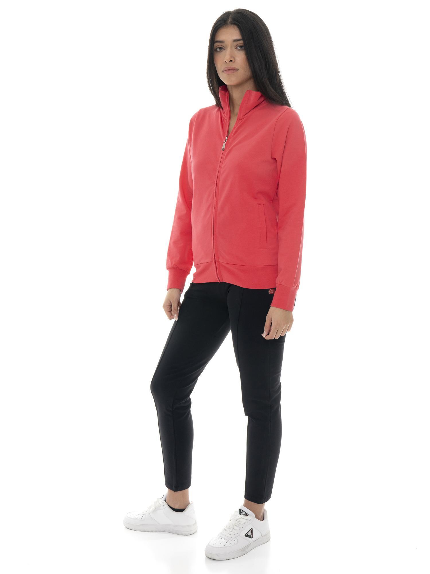 Felpa con colletto e zip da donna non felpata Leone Basic 2/6