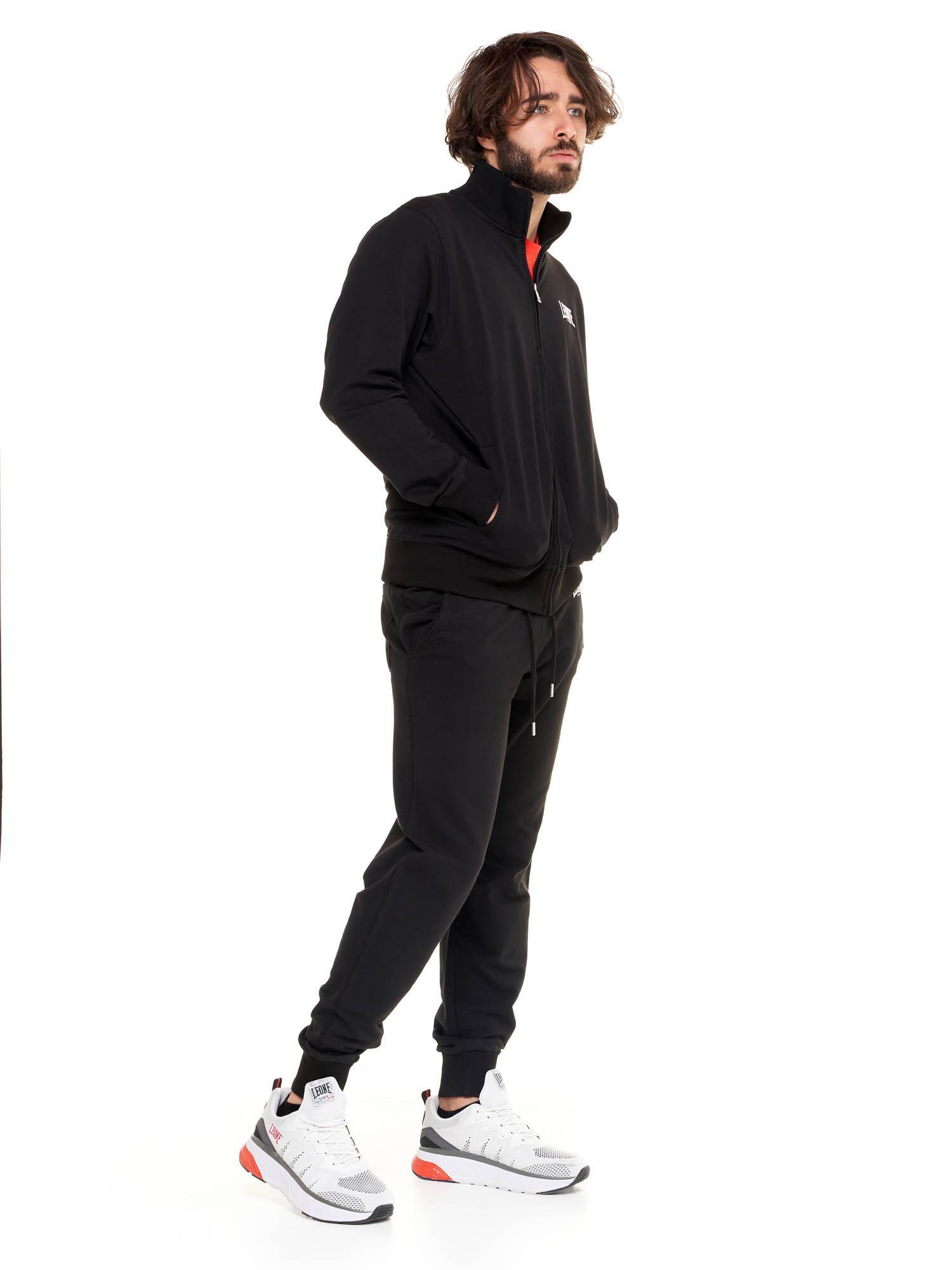 Felpa da uomo con colletto e zip non felpata Leone Basic 3/5