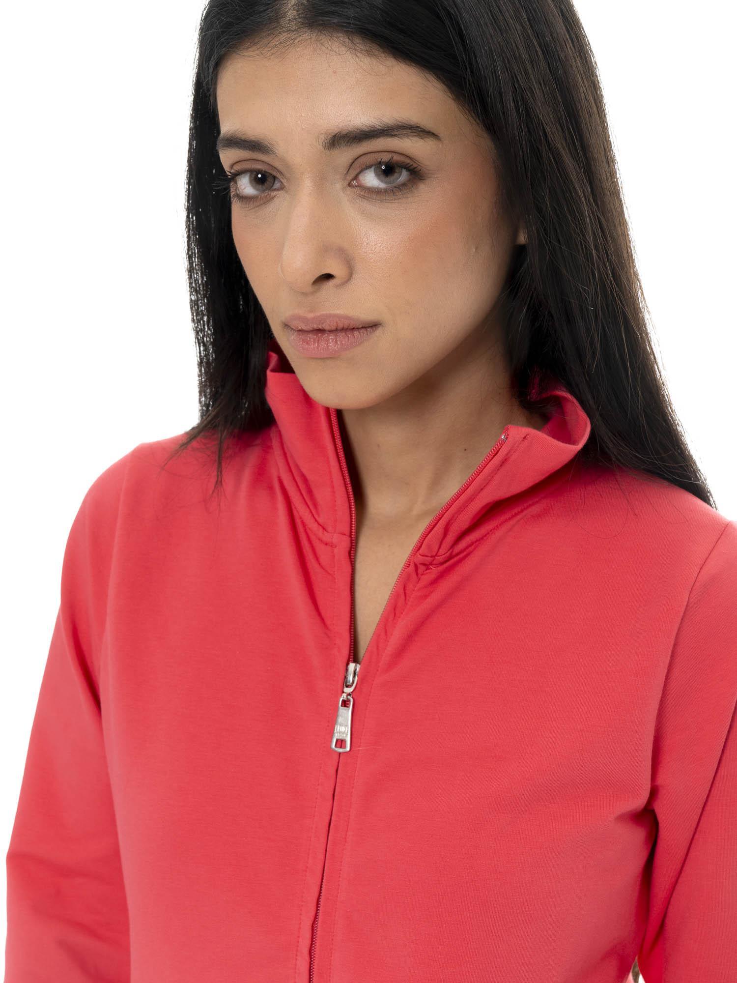 Felpa con colletto e zip da donna non felpata Leone Basic 3/6