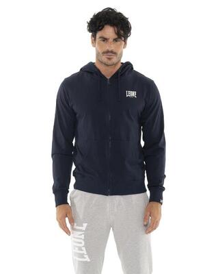 Felpa da uomo con cappuccio e zip non garzata Leone Sporty