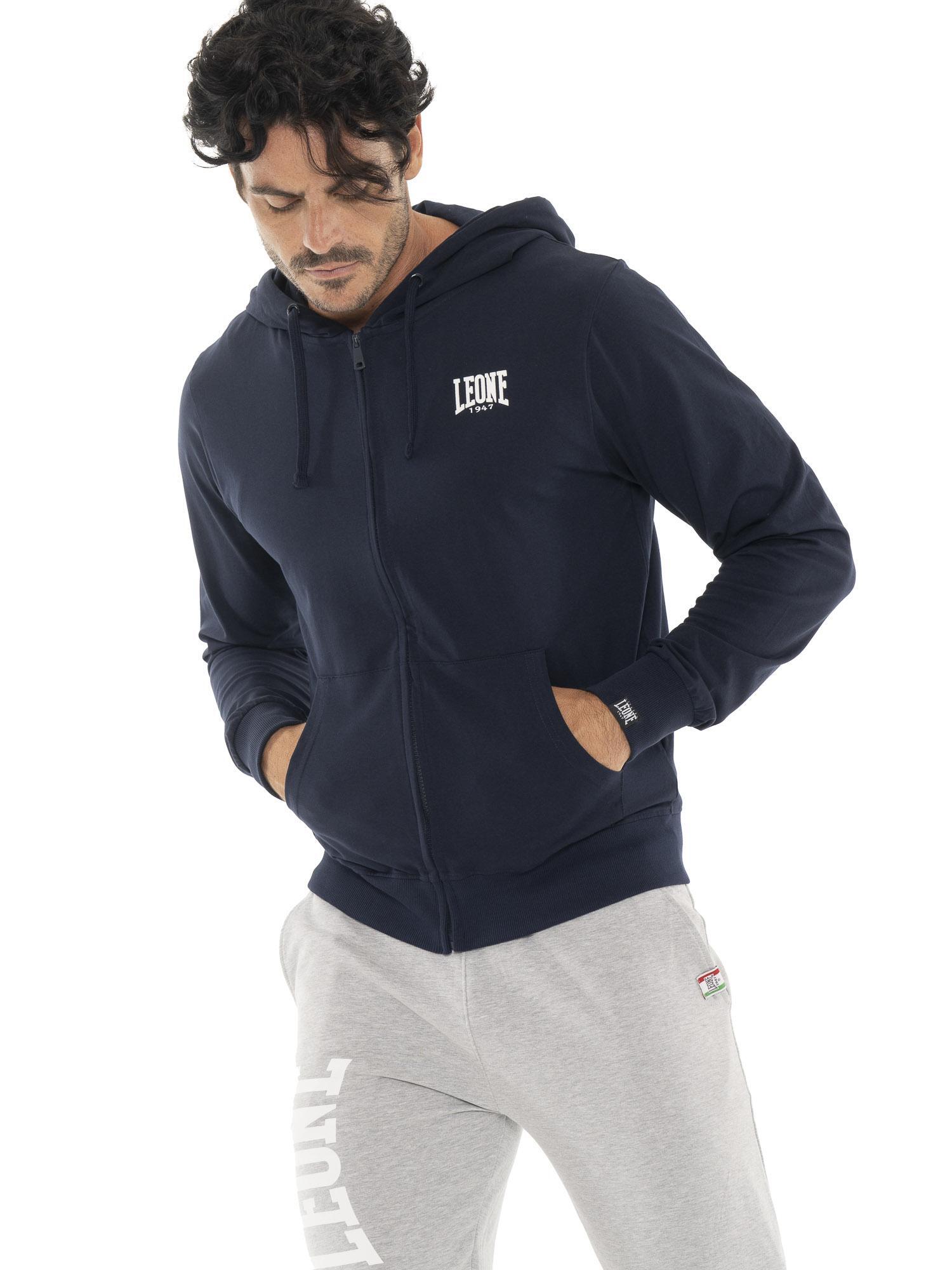 Felpa da uomo con cappuccio e zip non garzata Leone Sporty 5/5