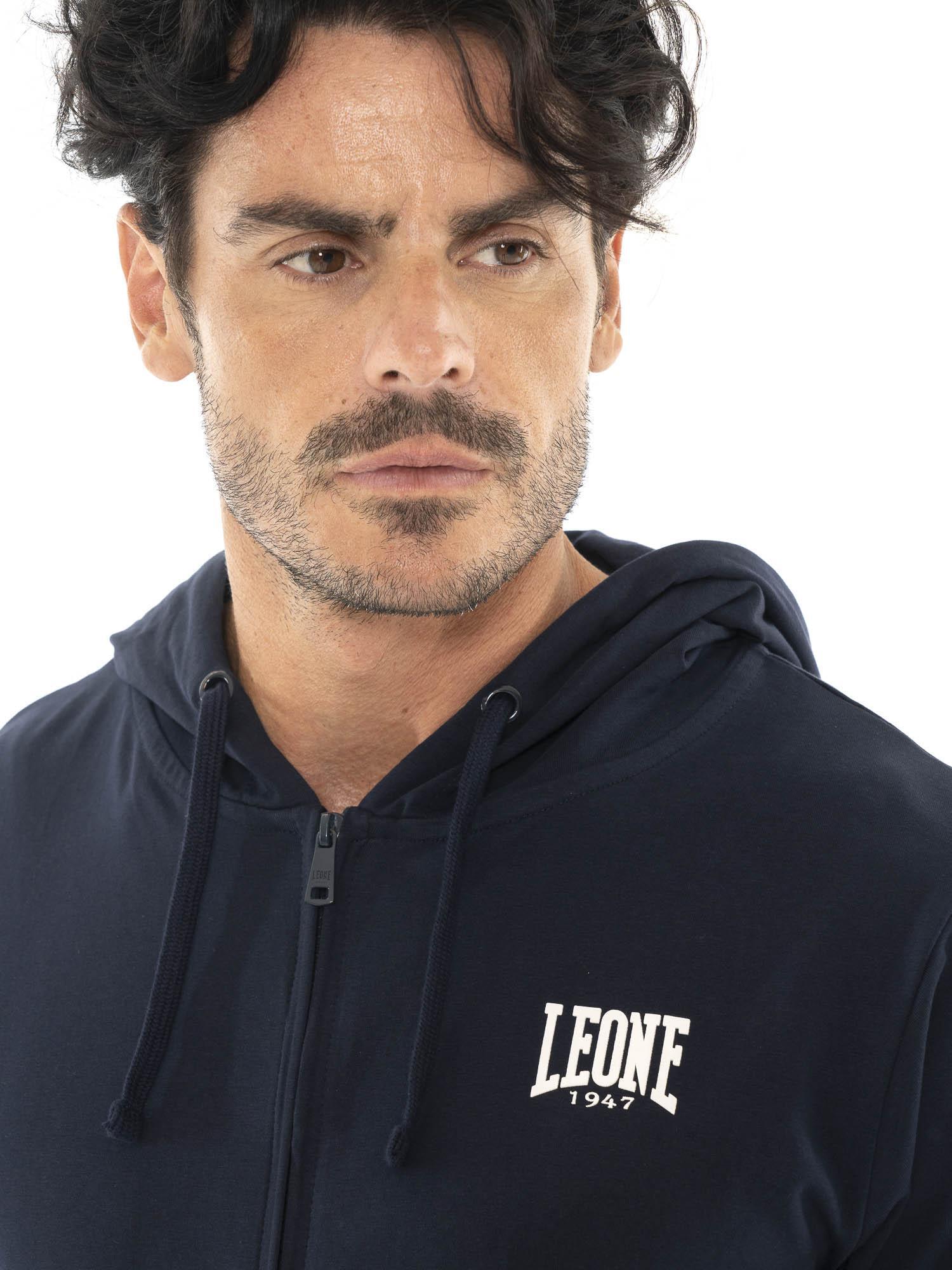 Felpa da uomo con cappuccio e zip non garzata Leone Sporty 3/5
