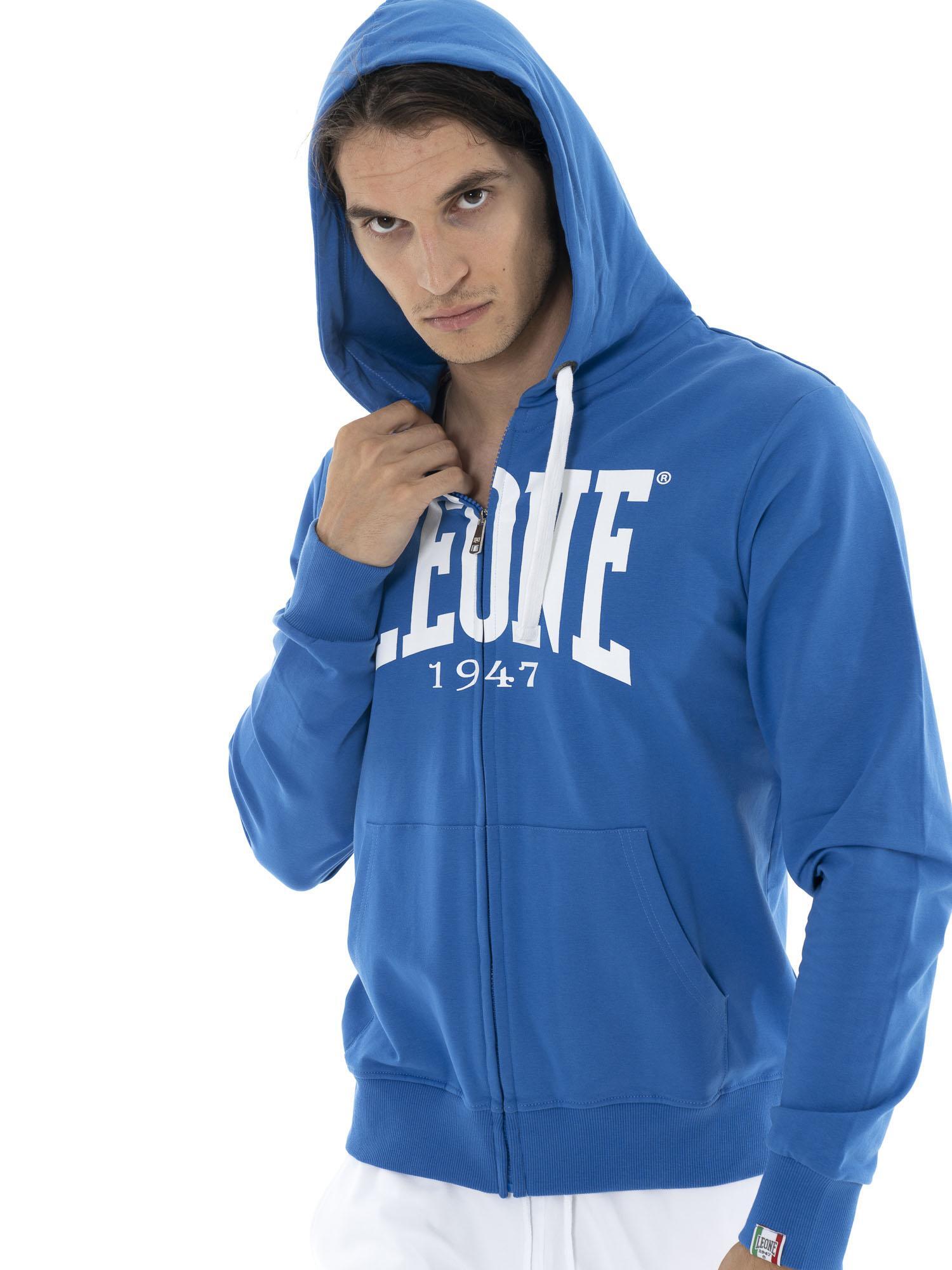 Felpa da uomo con cappuccio e zip non felpata Leone Basic 5/7