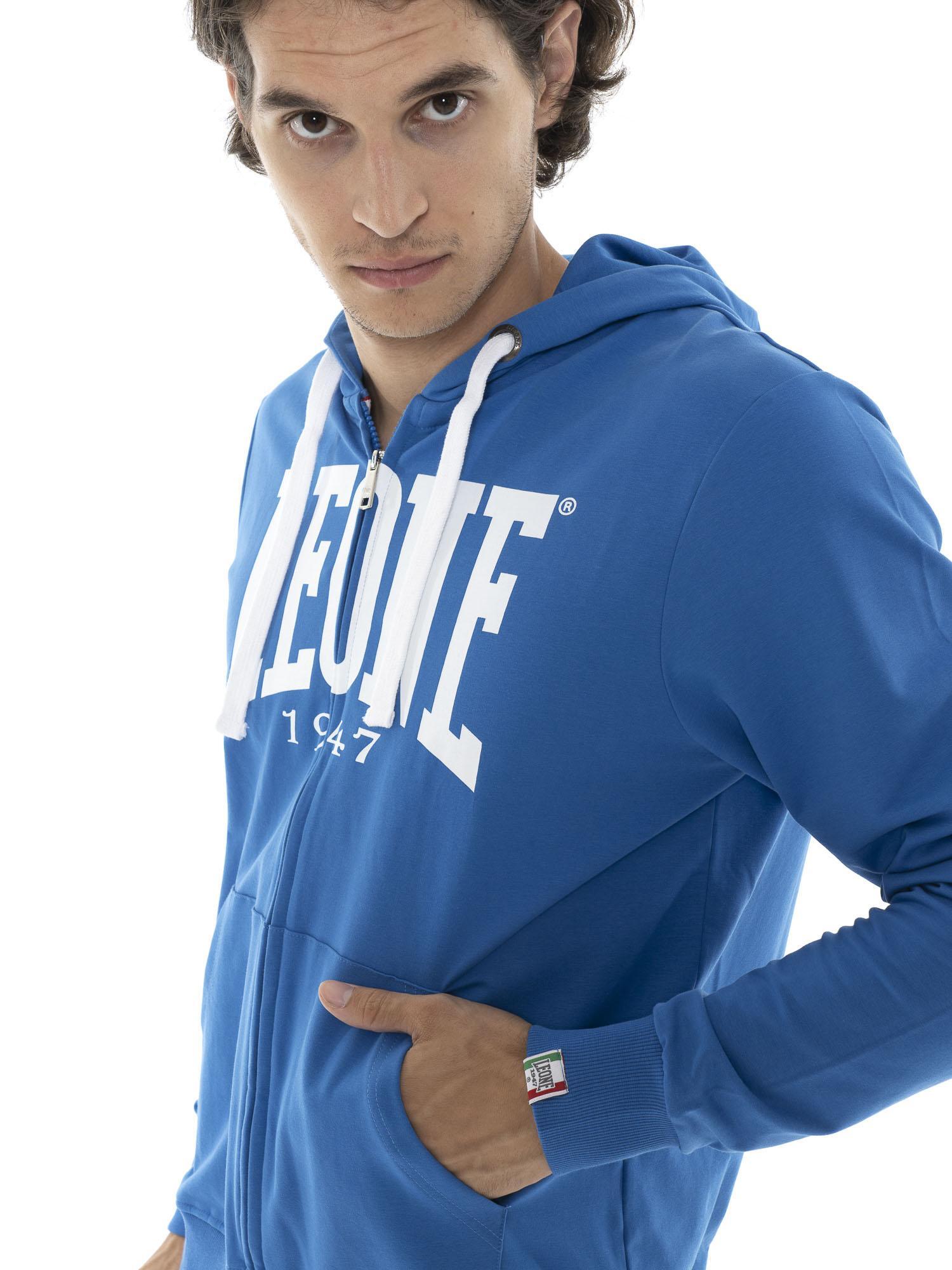 Felpa da uomo con cappuccio e zip non felpata Leone Basic 3/7