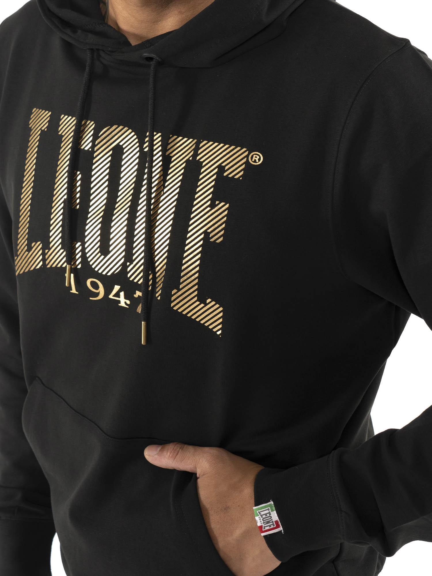 Felpa da uomo in cotone non garzato con cappuccio Leone Stripe Gold 3/5