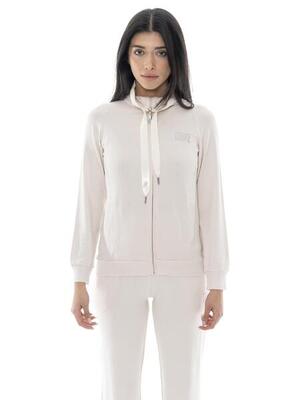 Leone spring vibes katoenen sweatshirts met kraag en ritssluiting voor dames