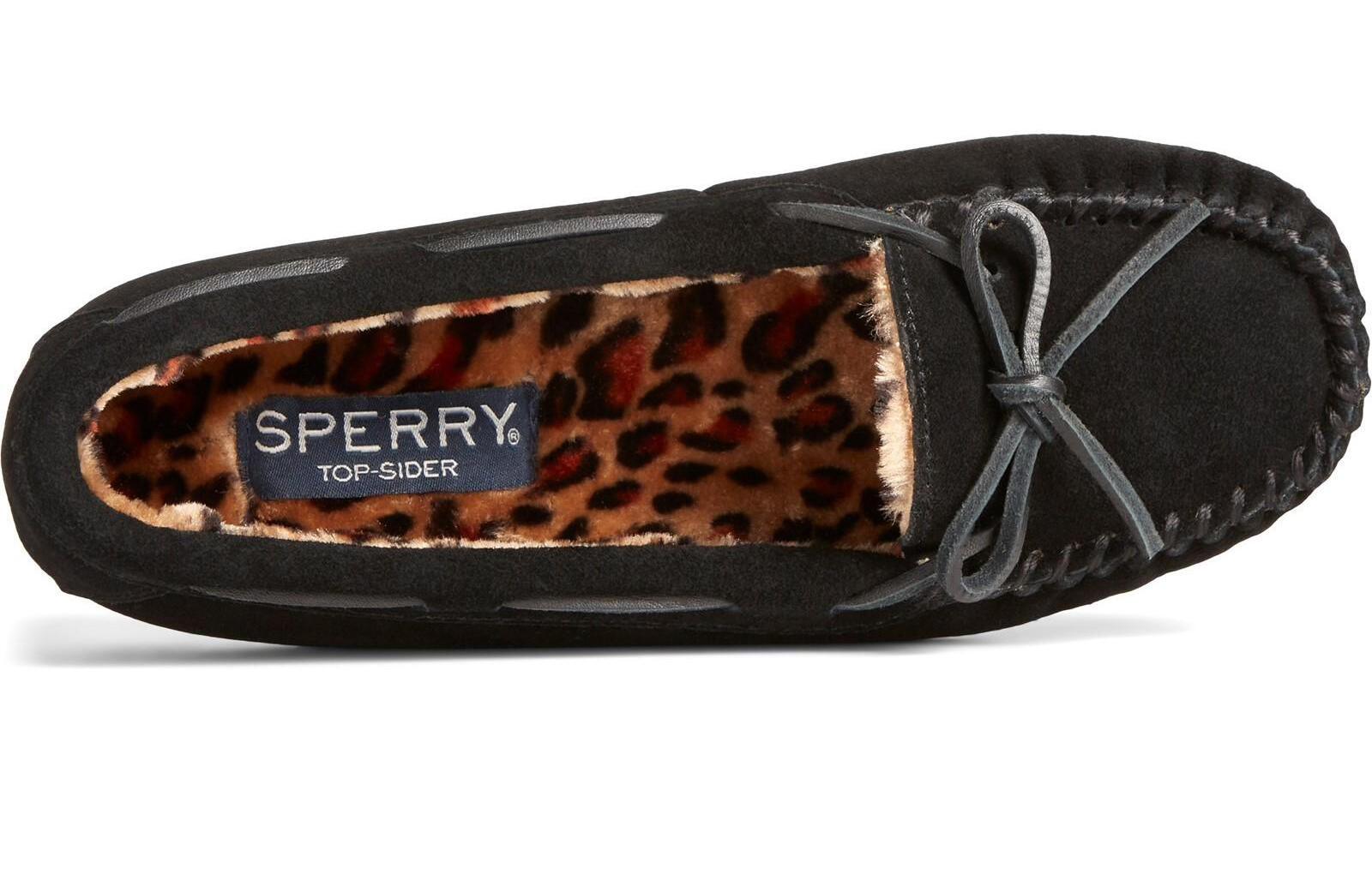 Sperry Reina | Black/leopard | Womens Classic Moccasin Slippers COL: B 5/7