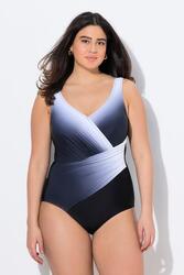 Femme Maillot de bain avec dégradé de couleurs. Drapés et bonnets