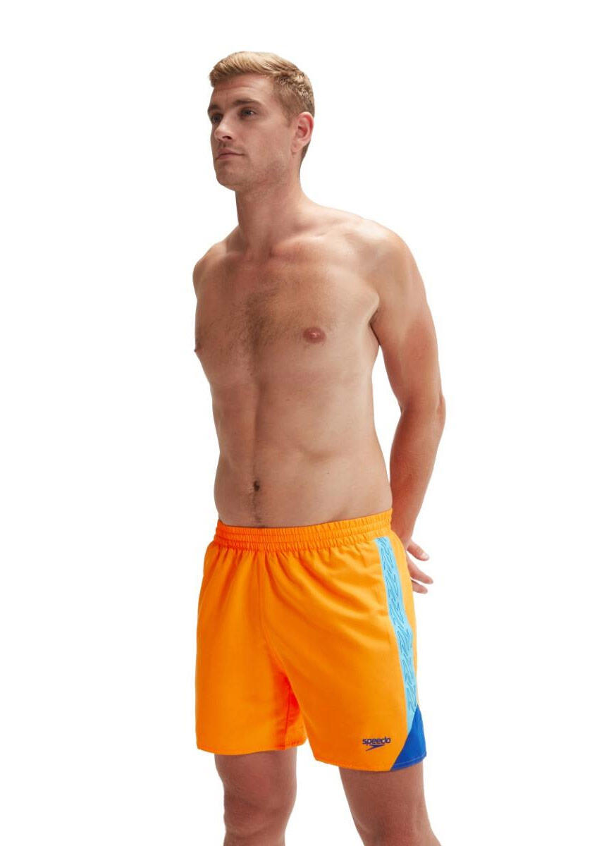 Speedo hyperboom splice 16" watershort - mandarim / azul / cobalto - tamanho gg