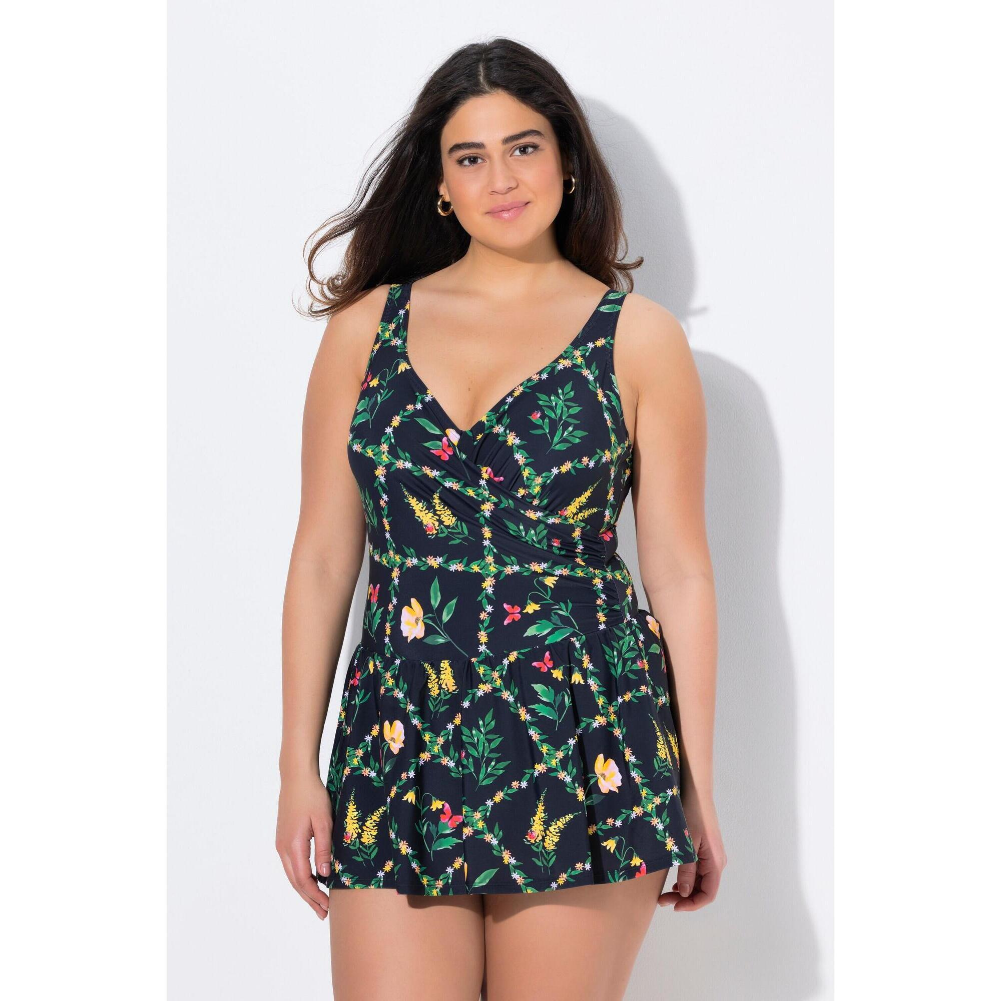 Ulla Popken - Femme Robe De Bain Bonnets Souples Avec Armatures Bretelles Réglables - Maillot De Bain 1 Pièce - Noir - 42 M/l - Decathlon