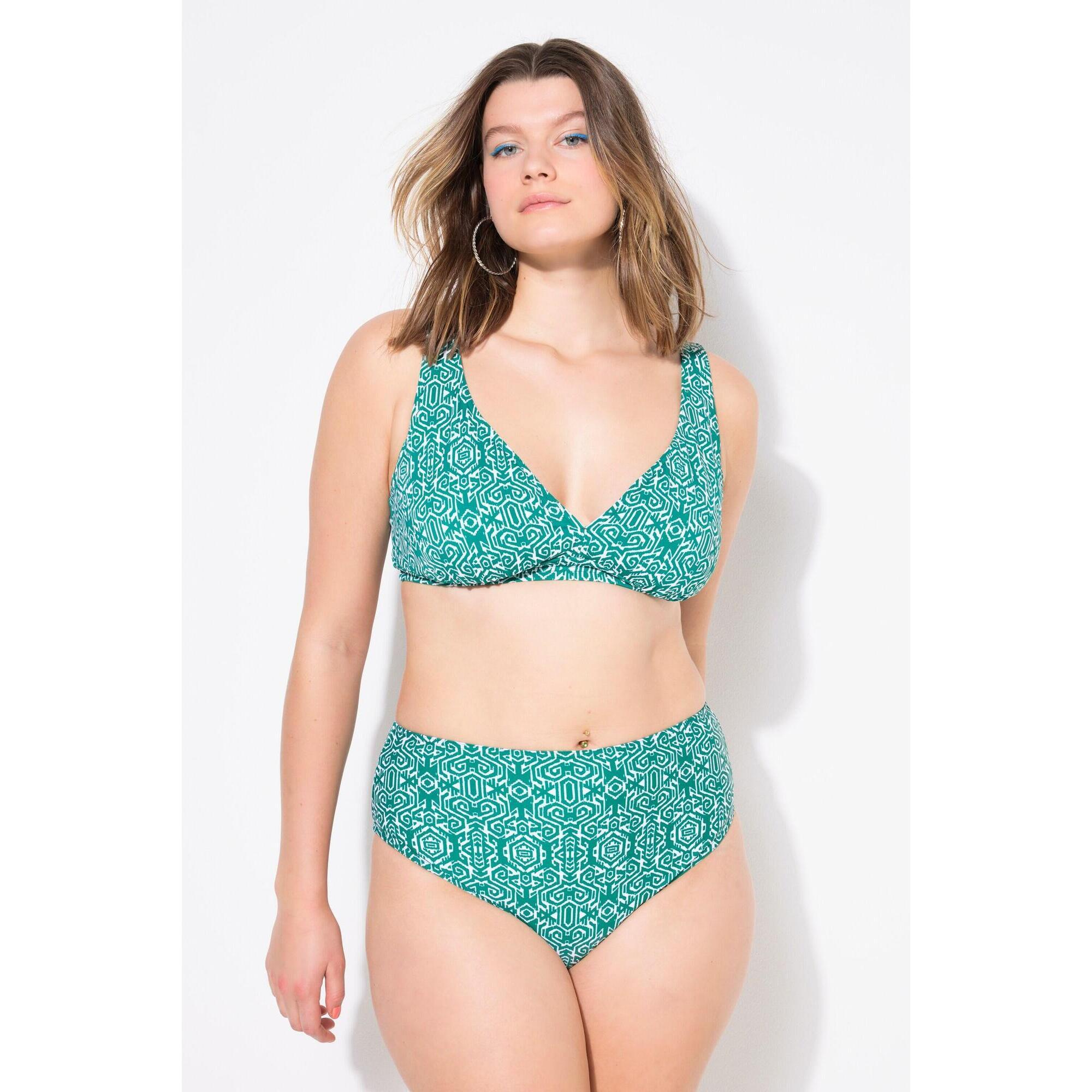 Ulla Popken - Femme Bas De Bikini Shorty Taille Haute Imprimé Ikat - Maillot De Bain 2 Pièces (bikini) - Vert - 52 2xl - Decathlon