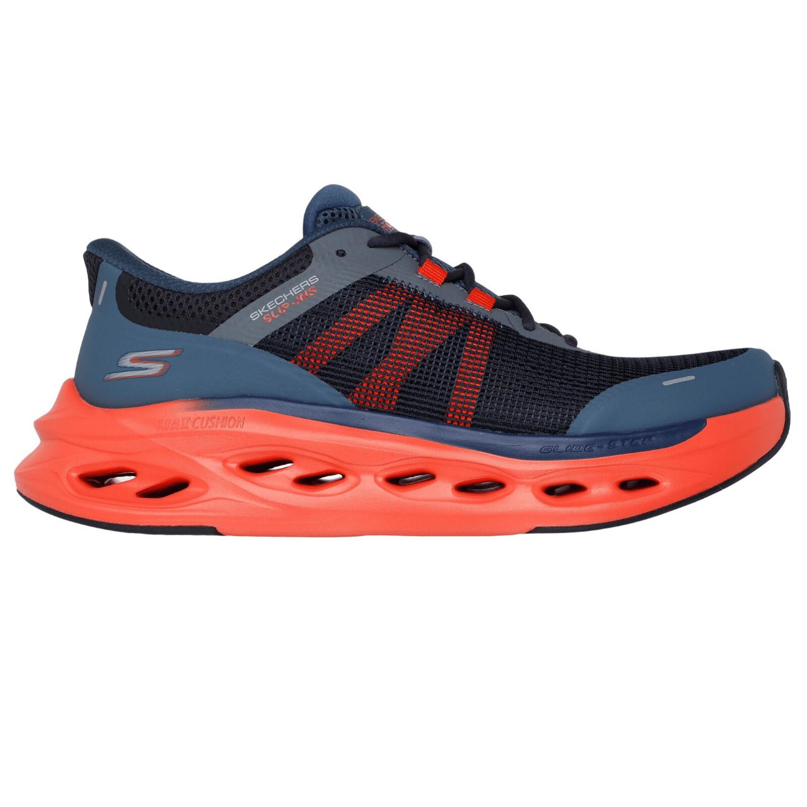 Skechers Max Cushioning Glide-Step Trainers-Navy/Orange 2/5