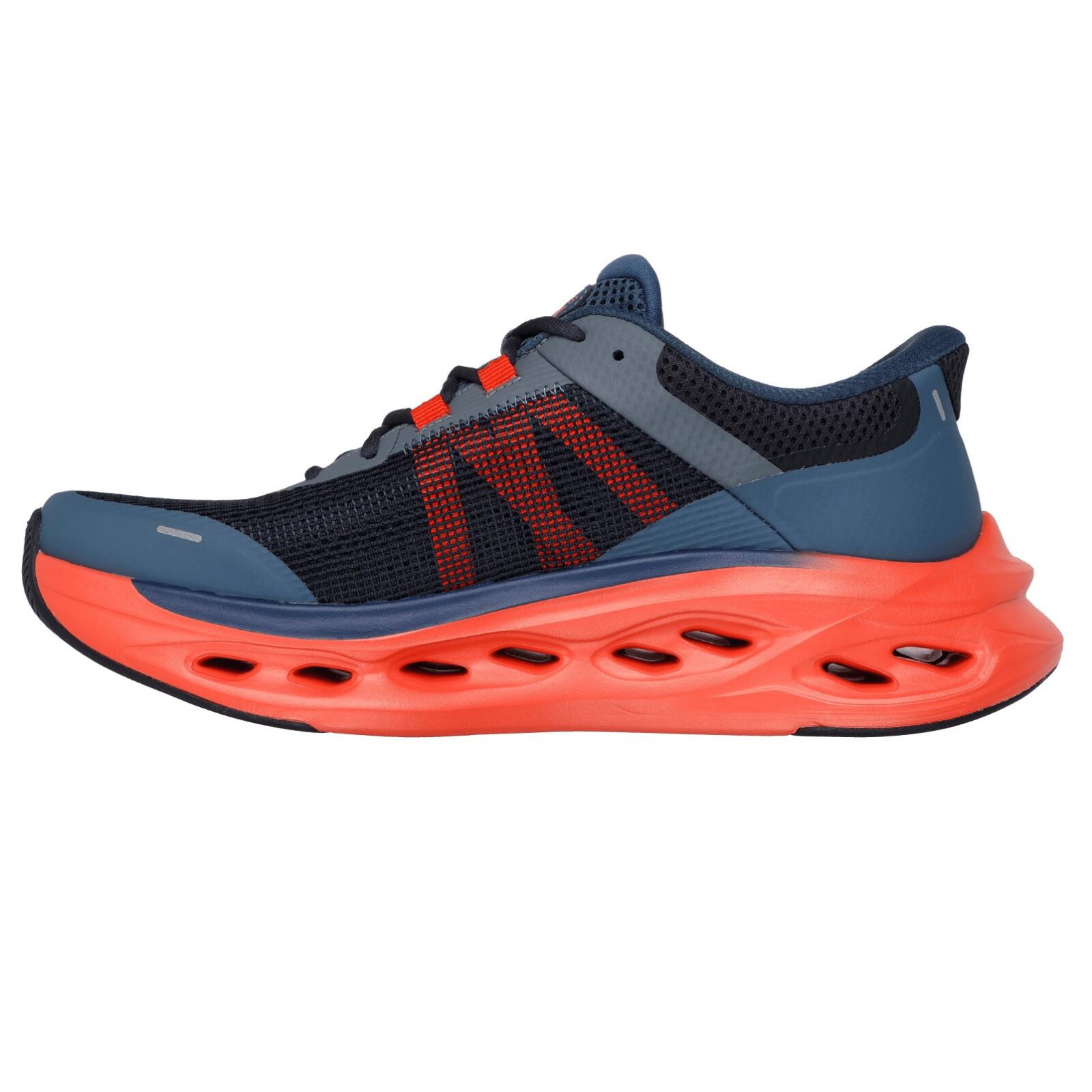 Skechers Max Cushioning Glide-Step Trainers-Navy/Orange 3/5