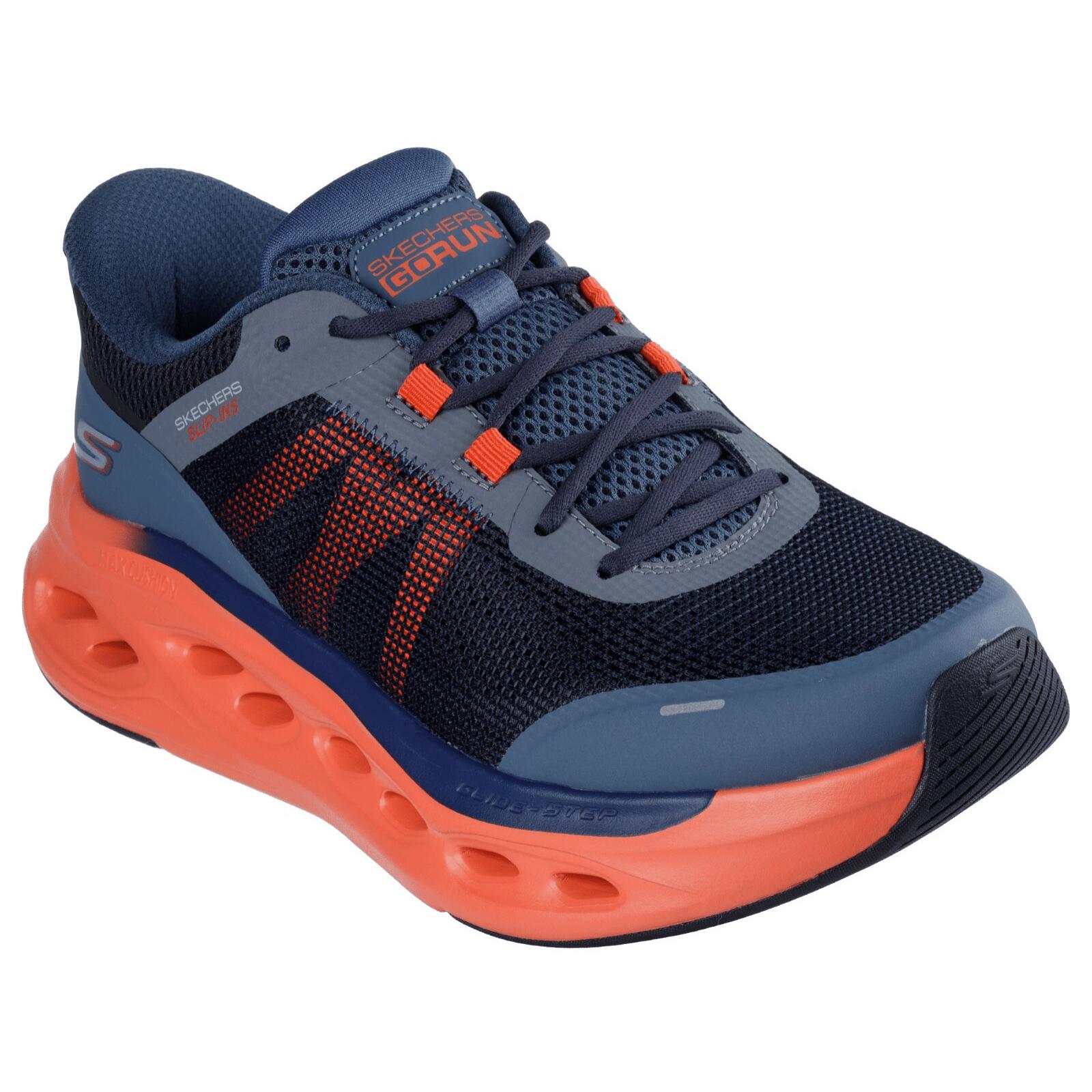 Skechers Max Cushioning Glide-Step Trainers-Navy/Orange 1/5