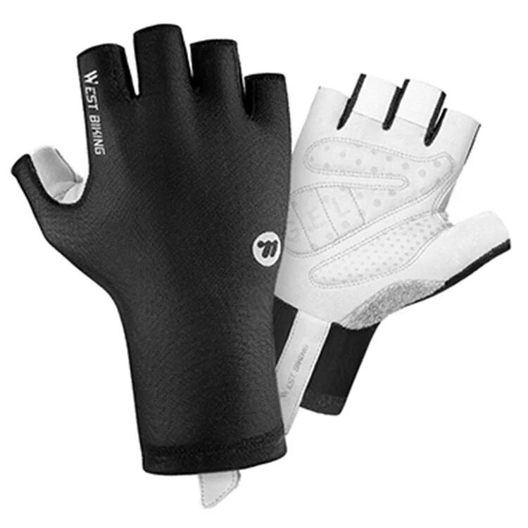 WEST BIKING Luvas de ciclismo antichoque   meia-dedos  – Preto