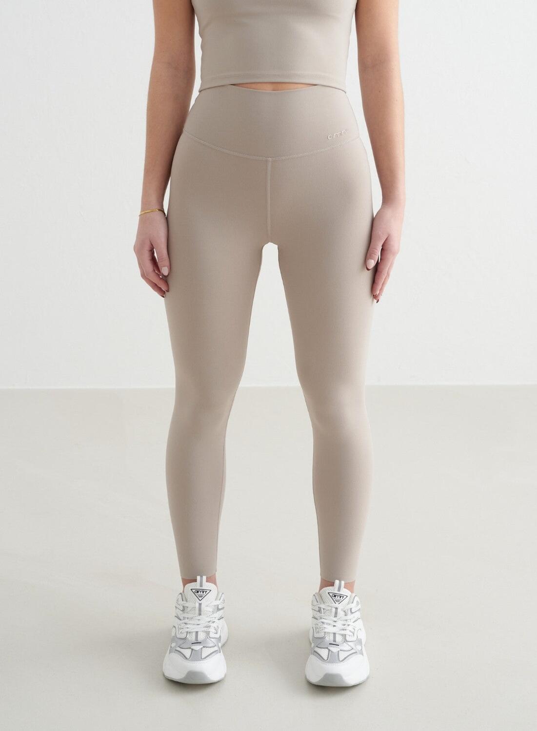 Damskie legginsy z wysokim stanem, squat proof, dla niskich Sense ciemny beż