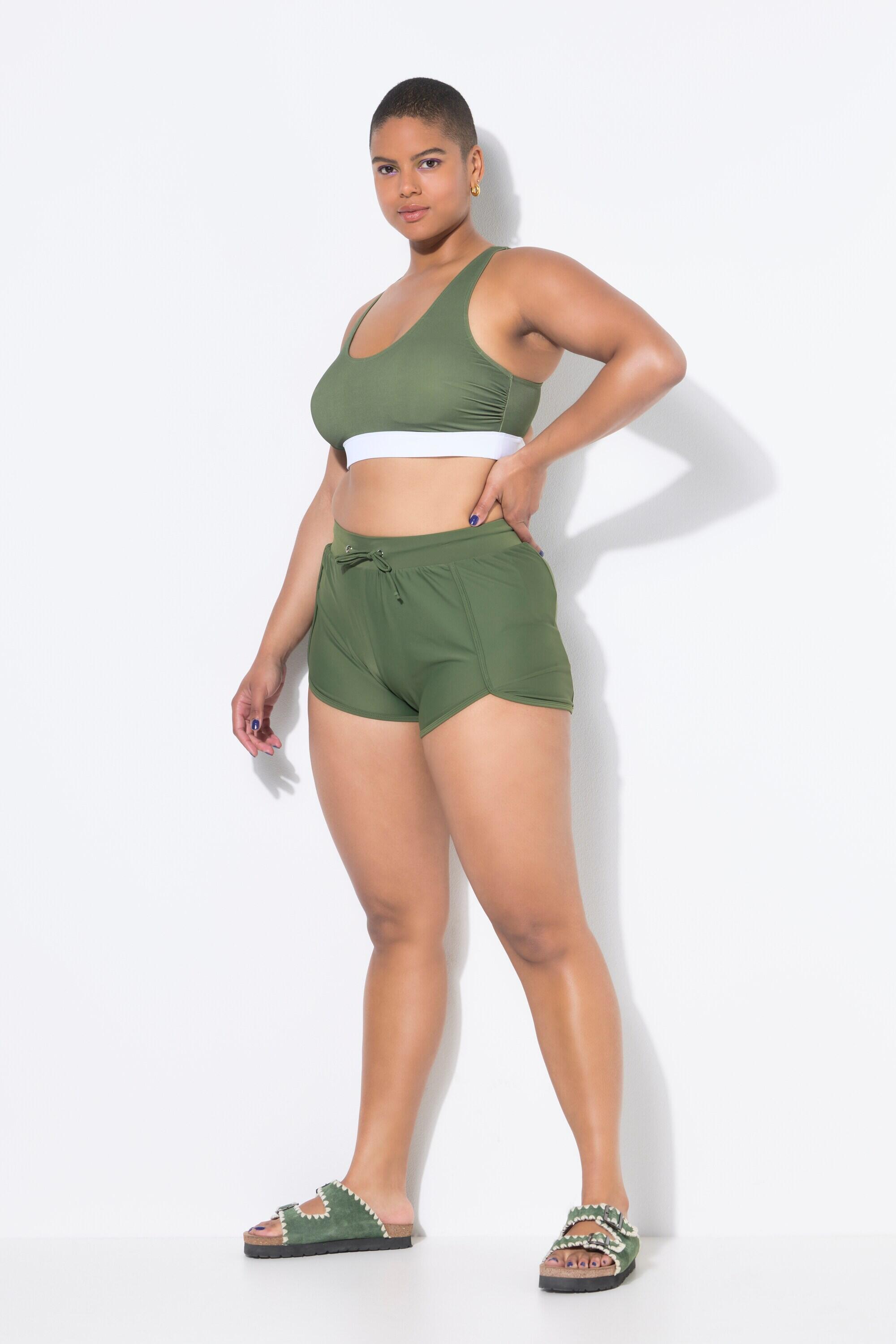 Femme Short de bain taille élastique et slip intégré en mesh 6/7