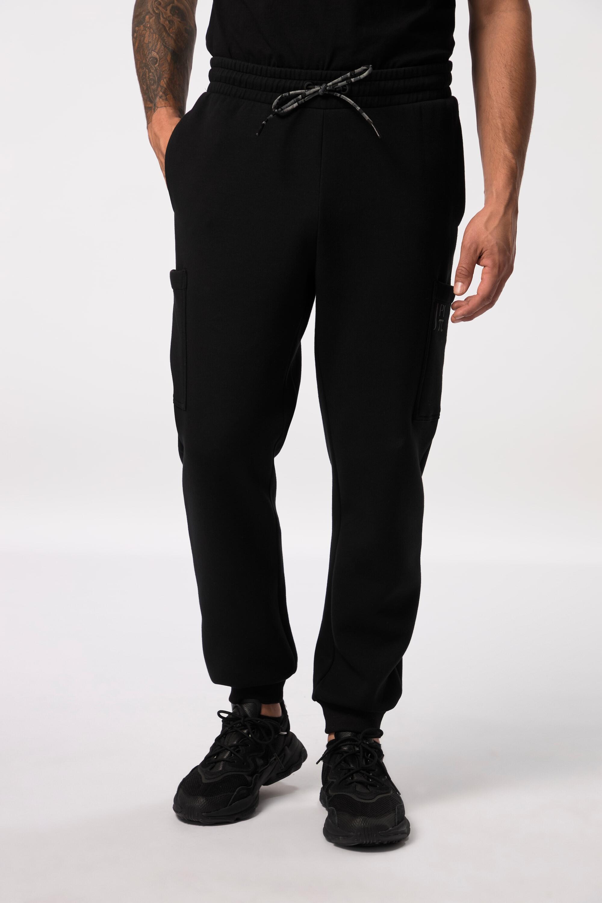 JAY-PI JAY-PI Men's Fleece Cargo Pants Black Modern Fit, Elastic Waist