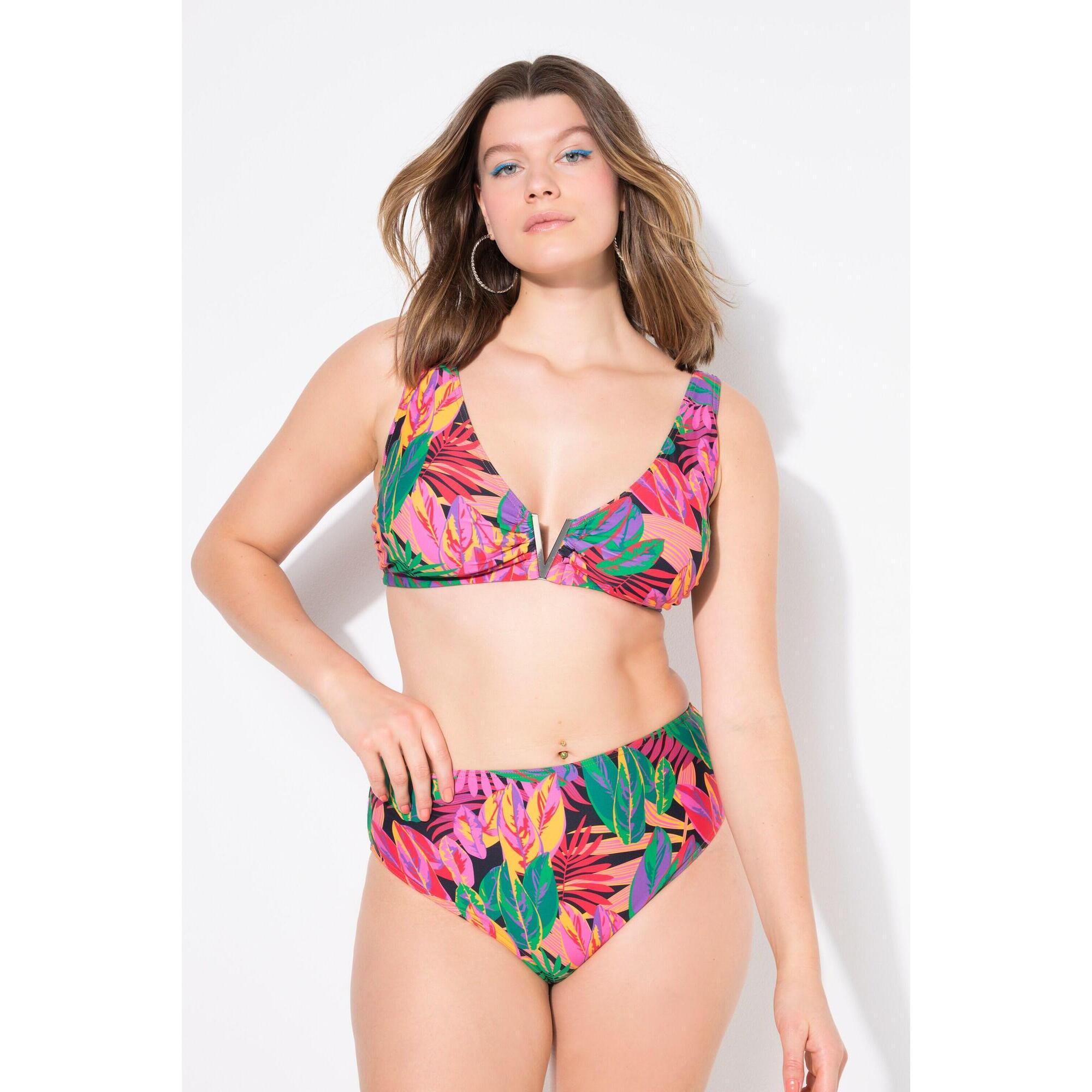 Ulla Popken - Femme Bas De Bikini Shorty Taille Haute Imprimé Jungle - Maillot De Bain 2 Pièces (bikini) - Vert - 50 - Decathlon