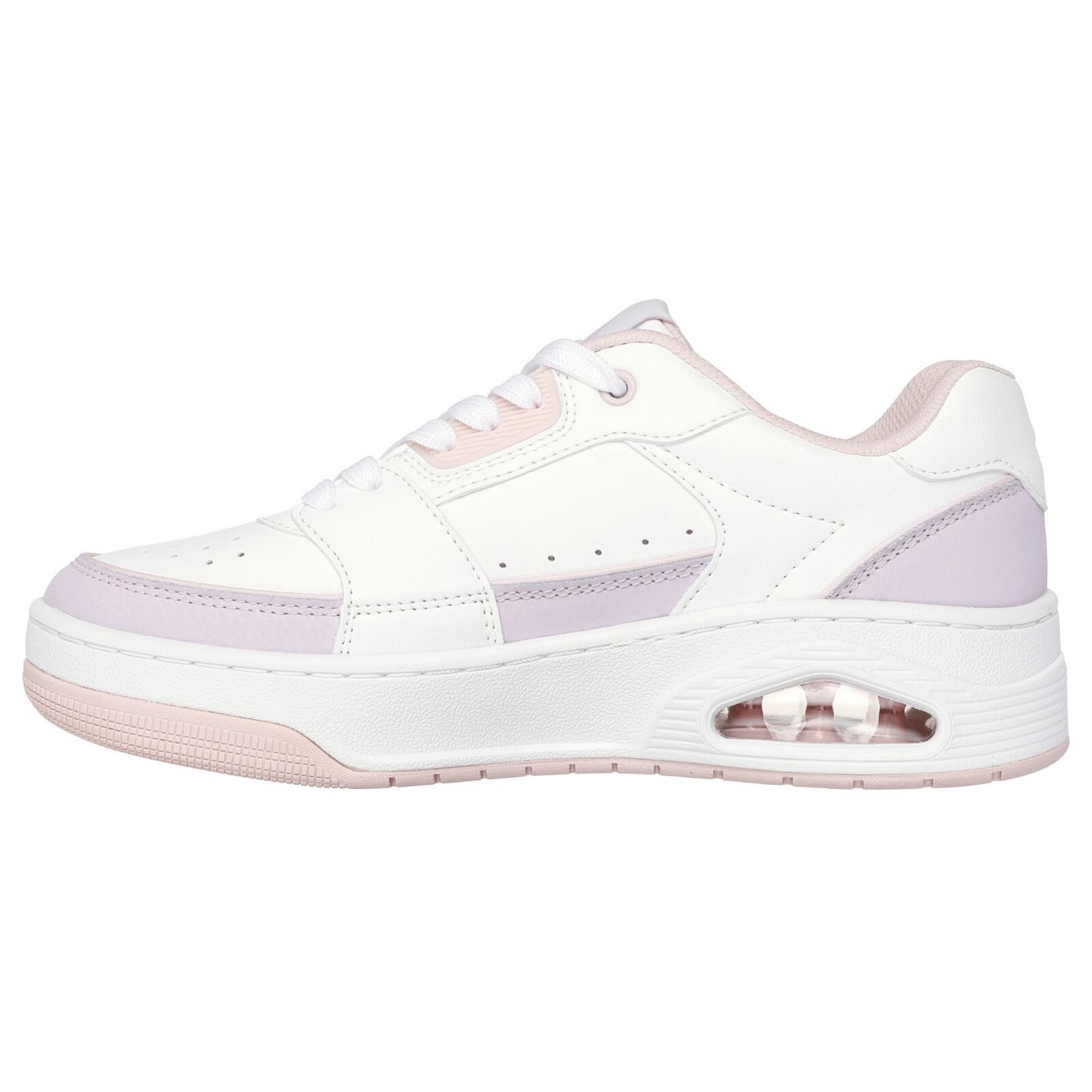Skechers Uno Court - Courted Style Trainers-White/Lavender Pink 2/5