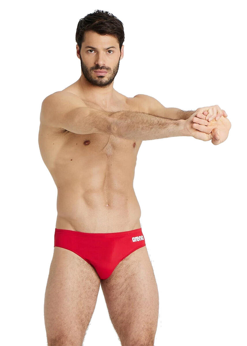 Calção de banho arena team solid - vermelho / branco - uk tamanho 26