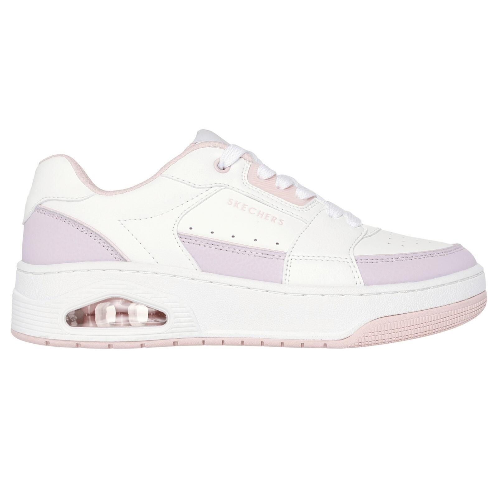 Skechers Uno Court - Courted Style Trainers-White/Lavender Pink 3/5