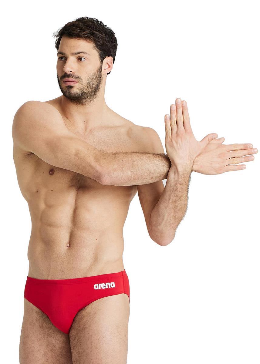 Slip de bain Arena Team Solid - Rouge/Blanc - Taille UK 26 5/7