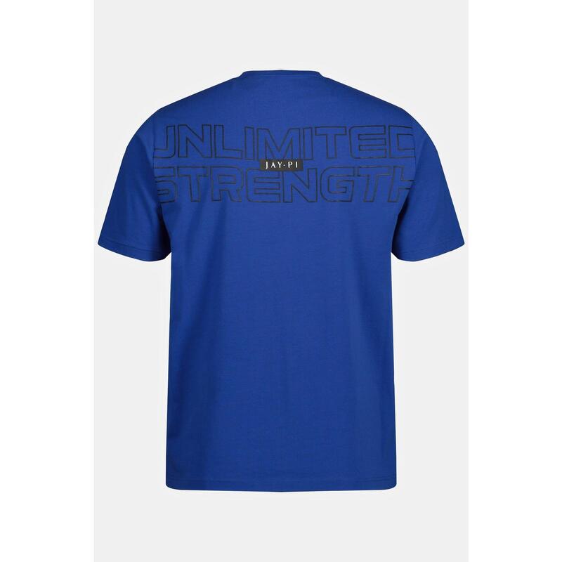 Męski T-shirt fitness okrągły dekolt rękaw 1/2 nadruk z tyłu