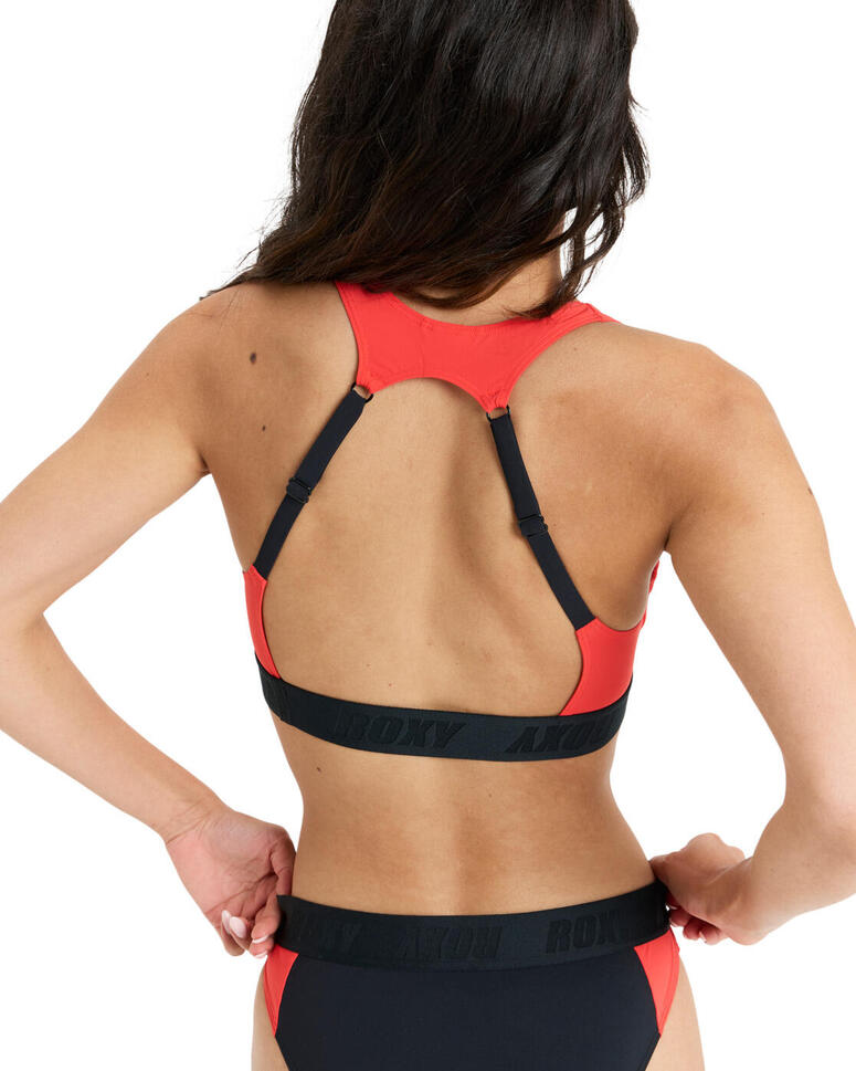 Stanik bikini dla Kobiety ROXY ACTIVE COLORBLOCK Czerwony