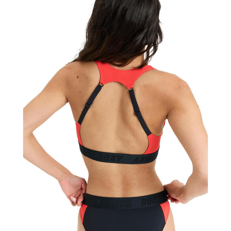Stanik bikini dla Kobiety ROXY ACTIVE COLORBLOCK Czerwony