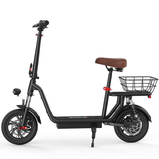 Elektrische scooter met zitting en mandje achterop iScooter i12 36V 7,5Ah accu