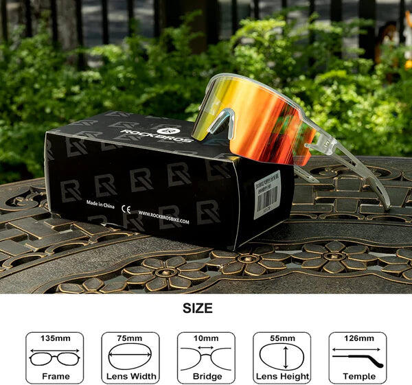 Photochrome Fahrradbrille UV-Schutz orange Gläser - Schwarz 6/6