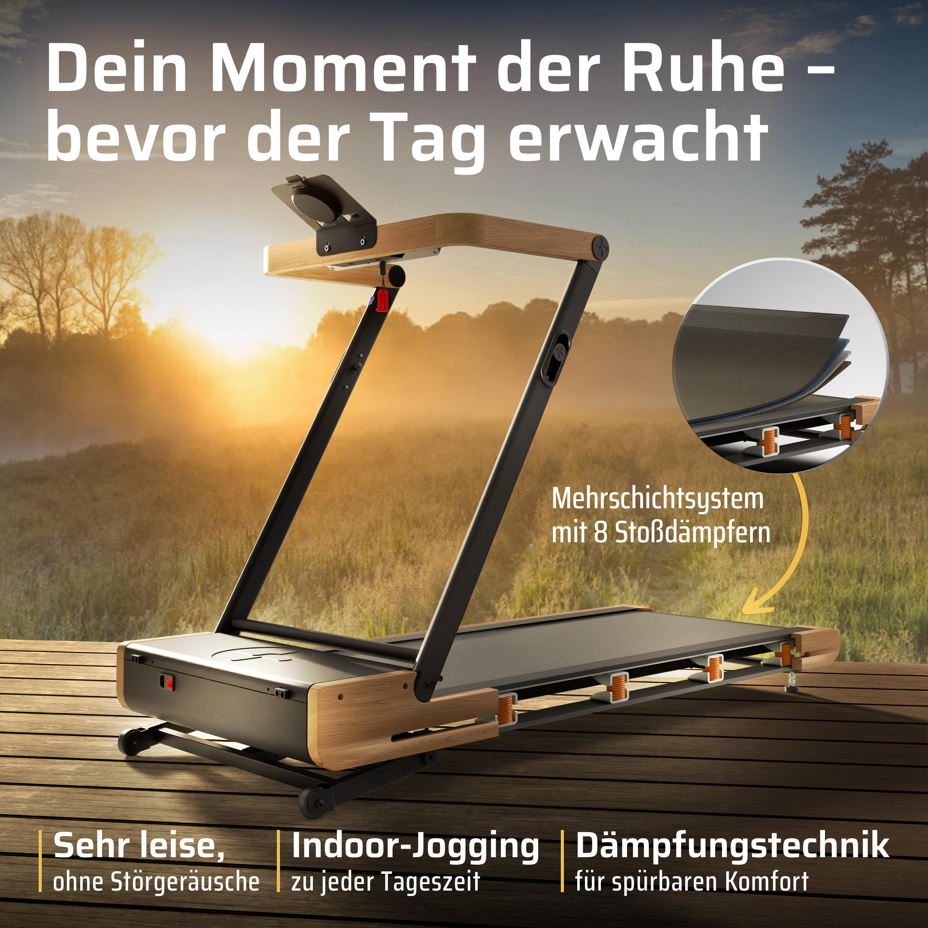 SportPlus Holzlaufband, faltbar, App-Kompatibilität, FSC®-zertifiziert 4/7