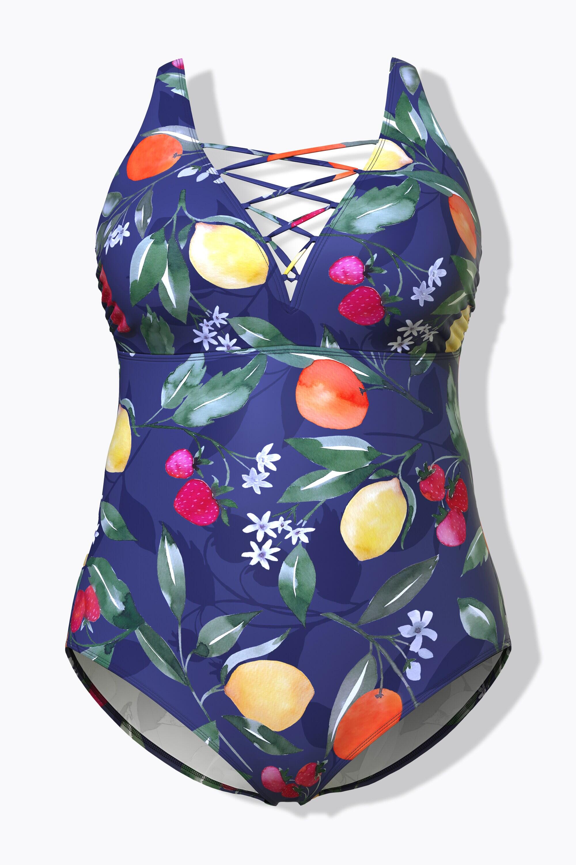Femme Maillot de bain motif fruits bonnets souples laçage matière recyclée 7/7