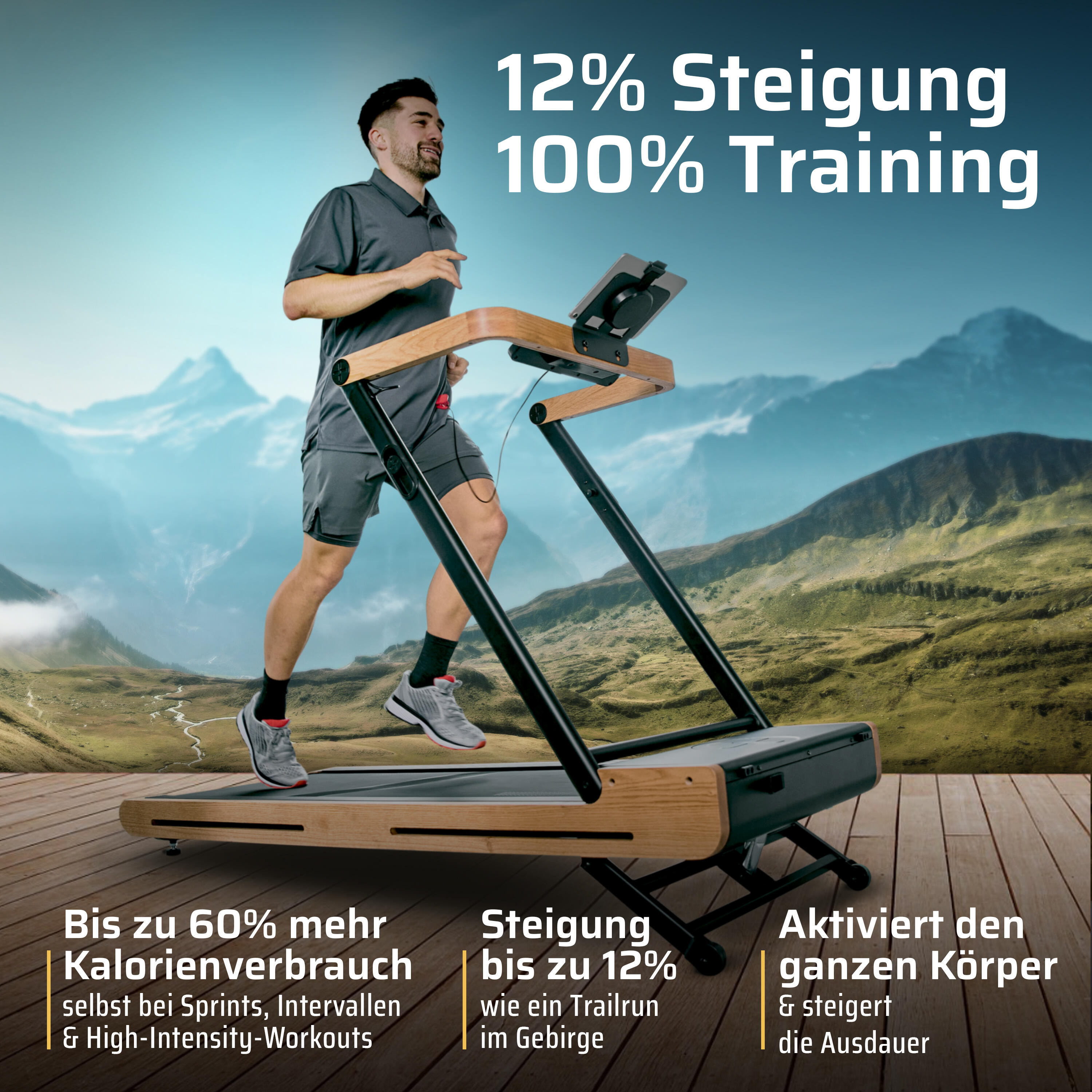 SportPlus Holzlaufband, faltbar, App-Kompatibilität, FSC®-zertifiziert 2/7