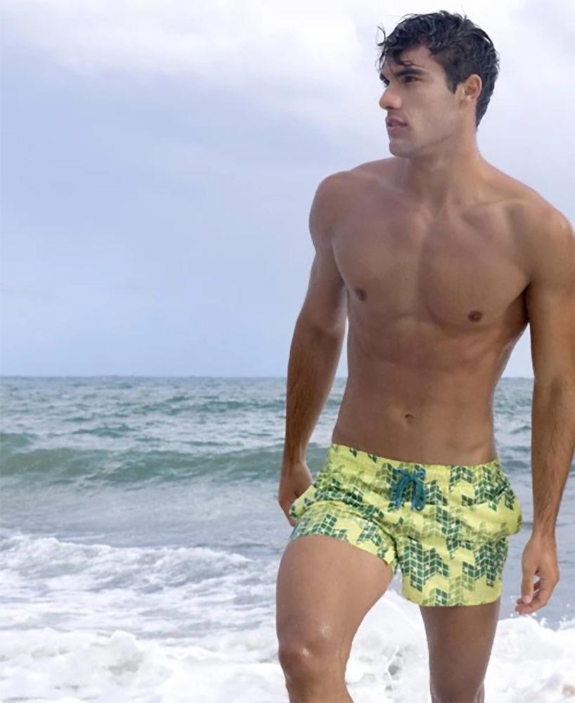Short de plage homme Arena - Vert clair/Multicolore - Taille S 5/6