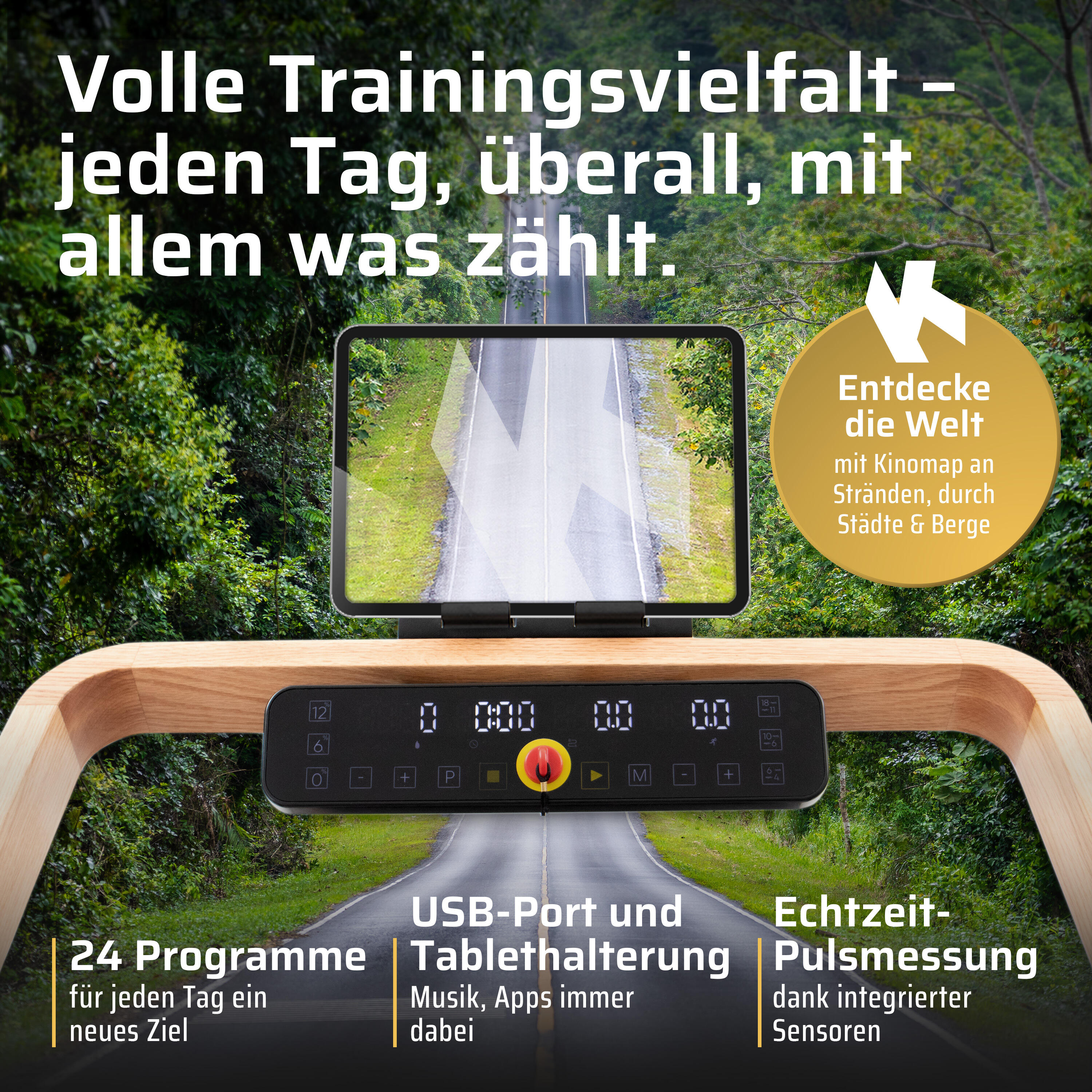 SportPlus Holzlaufband, faltbar, App-Kompatibilität, FSC®-zertifiziert 3/7