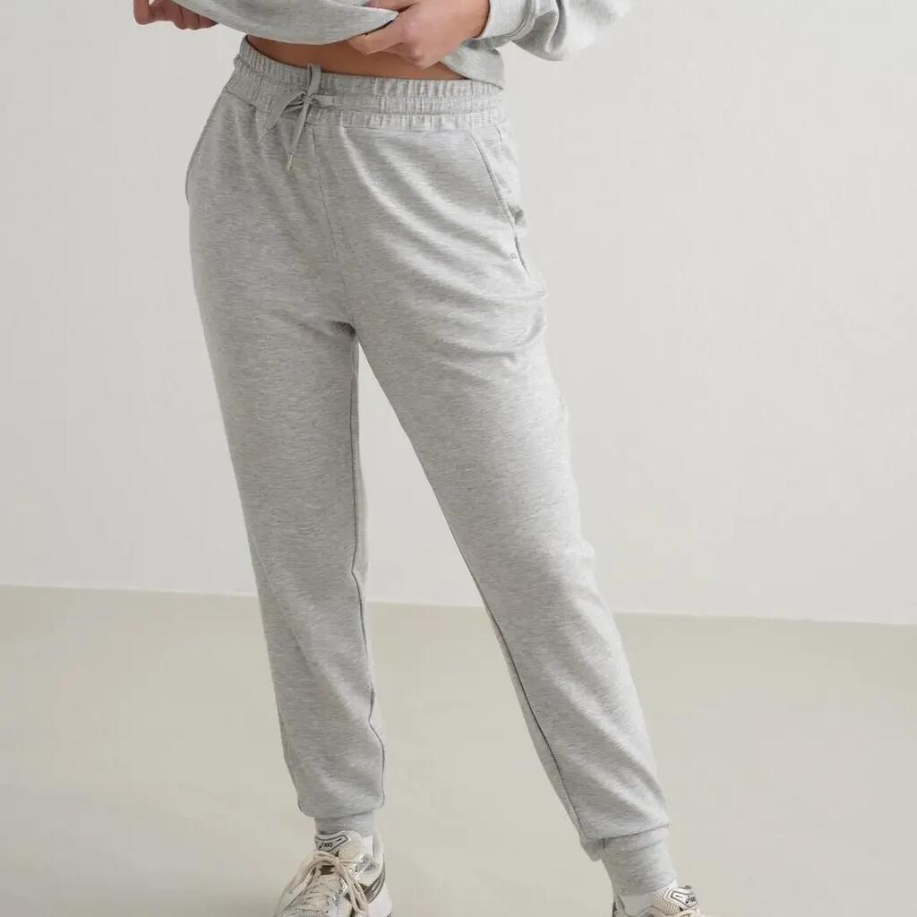 Women's Sweatpants Modal Blend Regular Fit Cuffed Comfy Modal Light Grey Melange