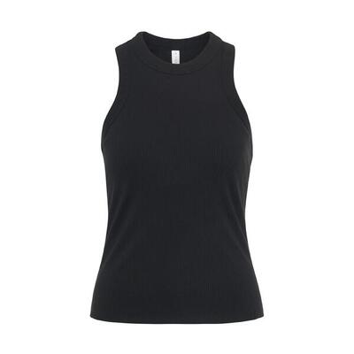 Damen Tanktop High Neck Rib Mit Integriertem Bh
