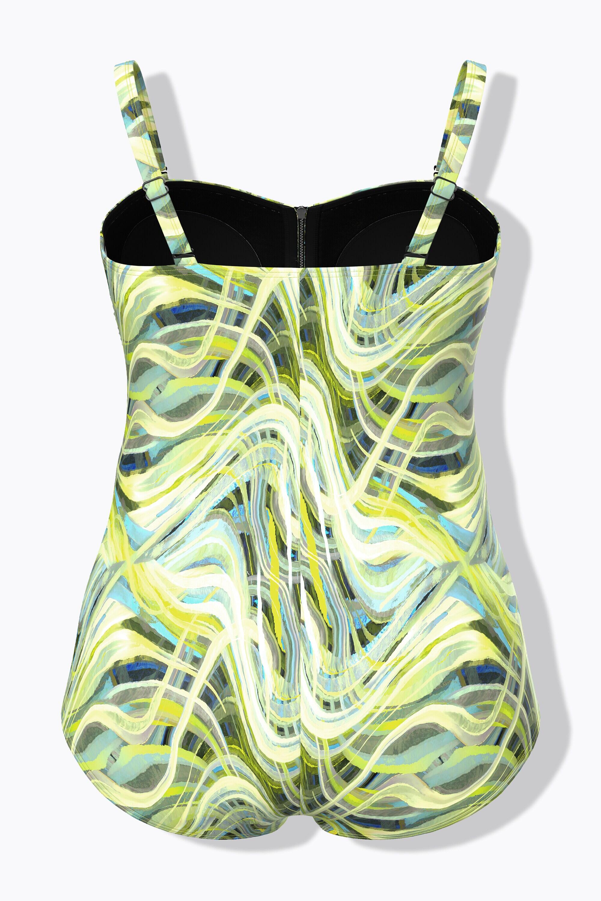 Damen Badeanzug Wellenmuster Softcups Zipper 13/13