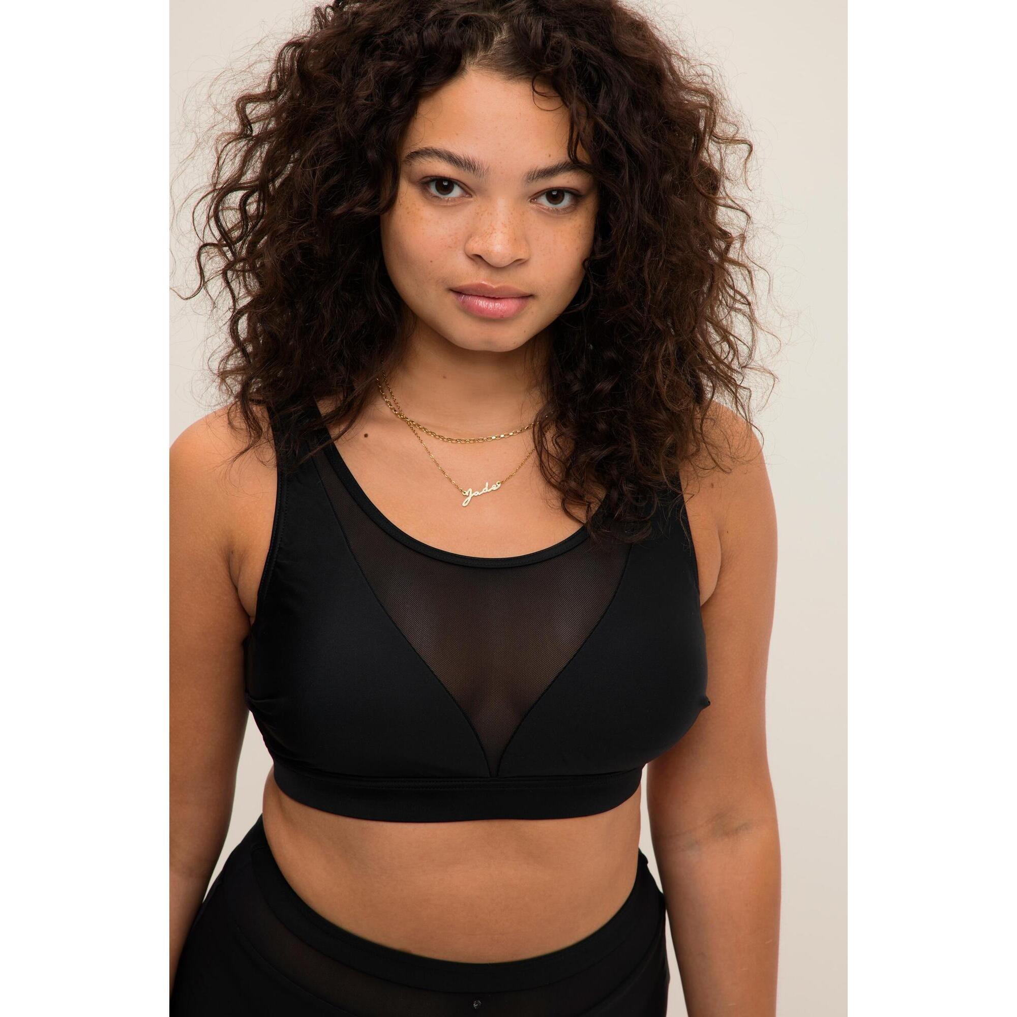 Top bikini, miękkie miseczki, siateczkowe wstawki