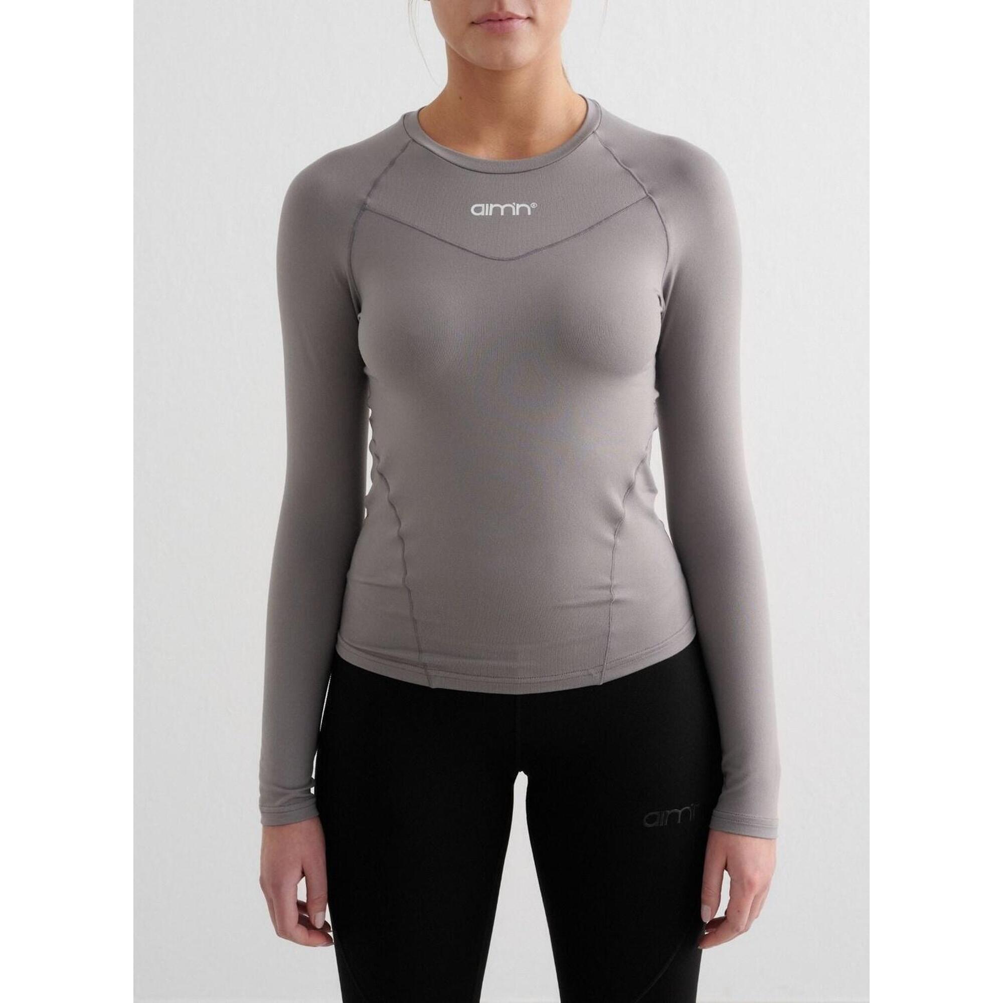 T-shirt Sport Femme Manches Longues - 1/2 Fermeture éclair - Nylon/élasthanne - Pour Running, Yoga, Fitness - Respirant Anti-transpiration - 2