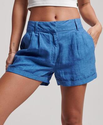Leinen-Shorts in Überfärbung