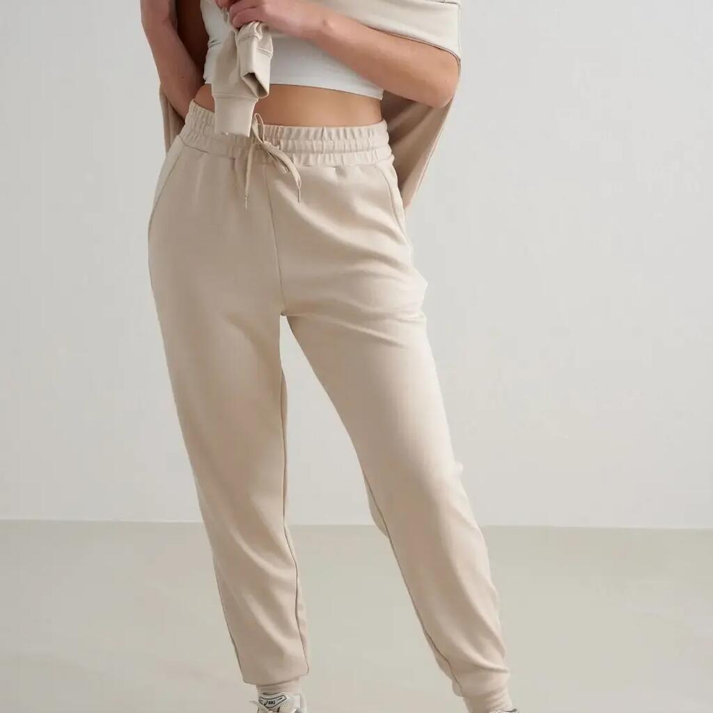 Women's Sweatpants Modal Blend Regular Fit Cuffed Comfy Modal Beige