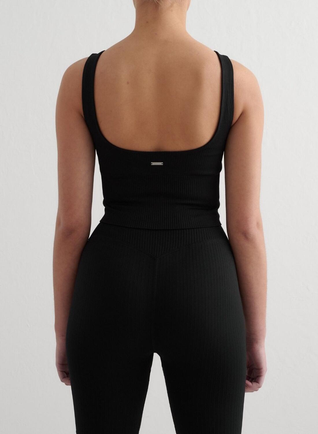 Femme Soutien-gorge de sport Côtelé Sans Couture Bralette Noir 2/4