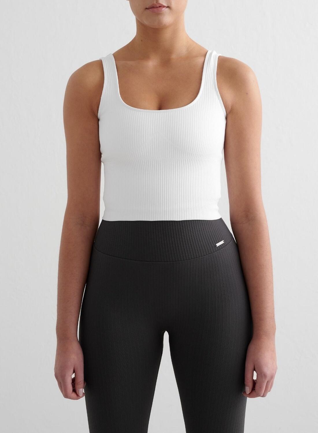 AIM'N Damen Yoga Sport-BH Gerippt Nahtlos Bralette Weiß