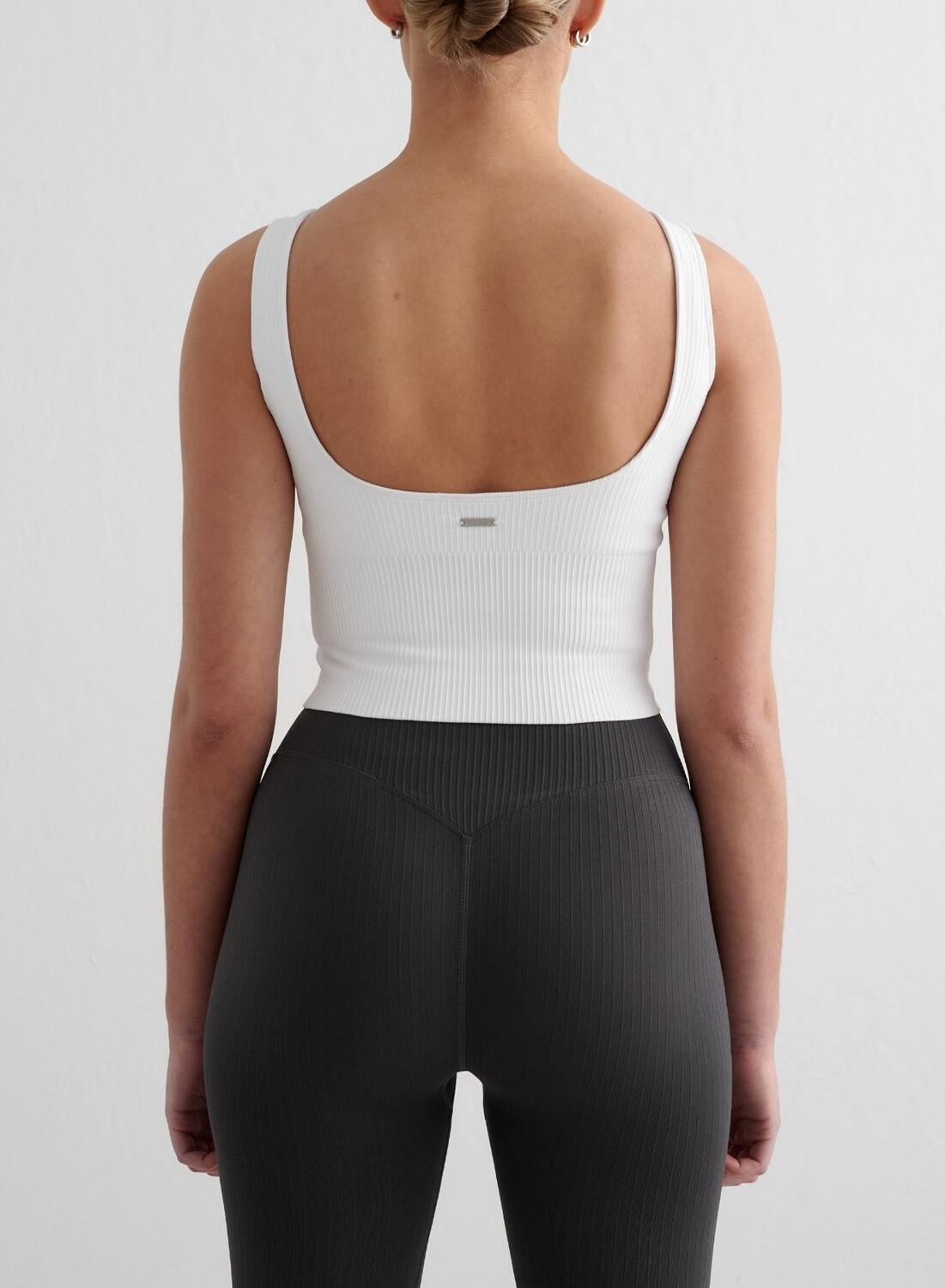 Damen Sport-BH Gerippt Nahtlos Bralette Weiß 2/4