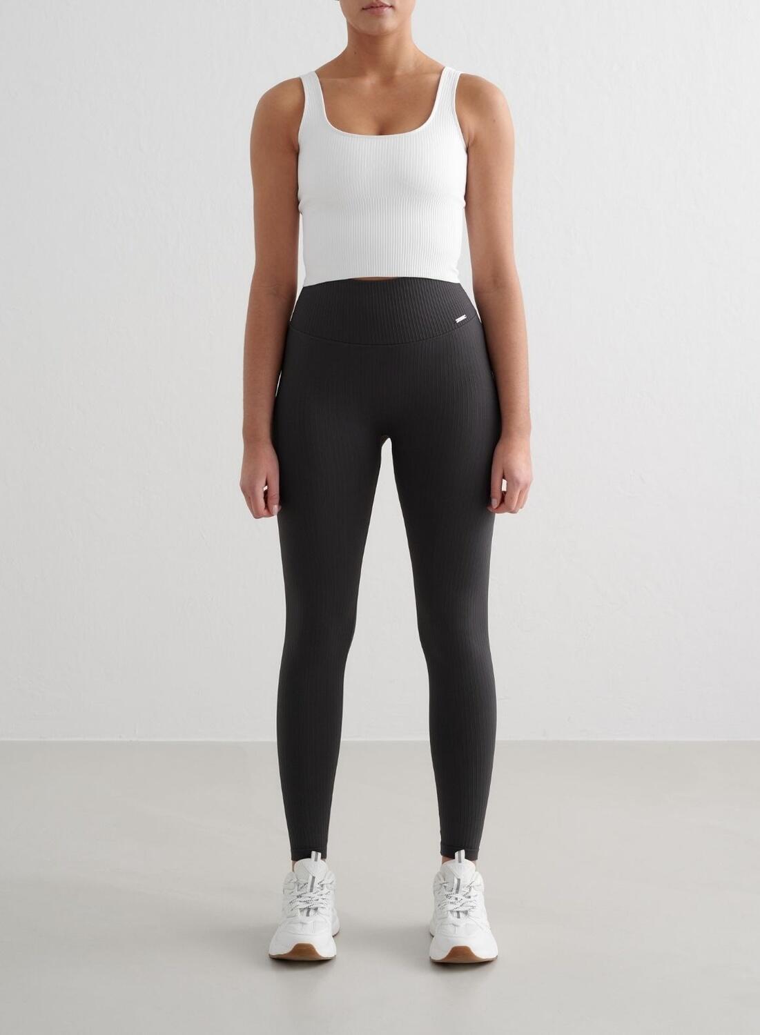 Damen Sport-BH Gerippt Nahtlos Bralette Weiß 3/4