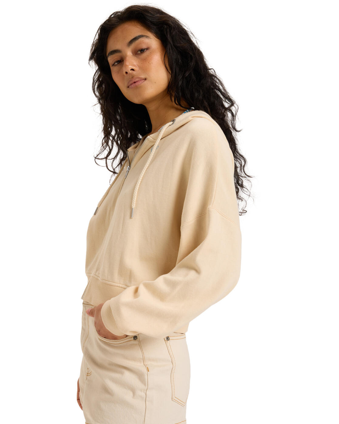 Top sudadera con cremallera integral NEVER BETTER Beige Mujer 2/4